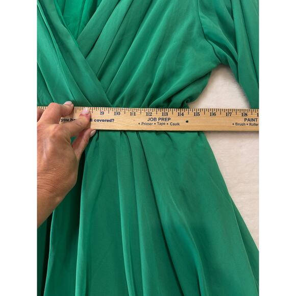 Meghan Los Angeles Sunset Dress Size XL Emerald Handkerchief Hem Kimono Sleeves - Picture 14 of 16
